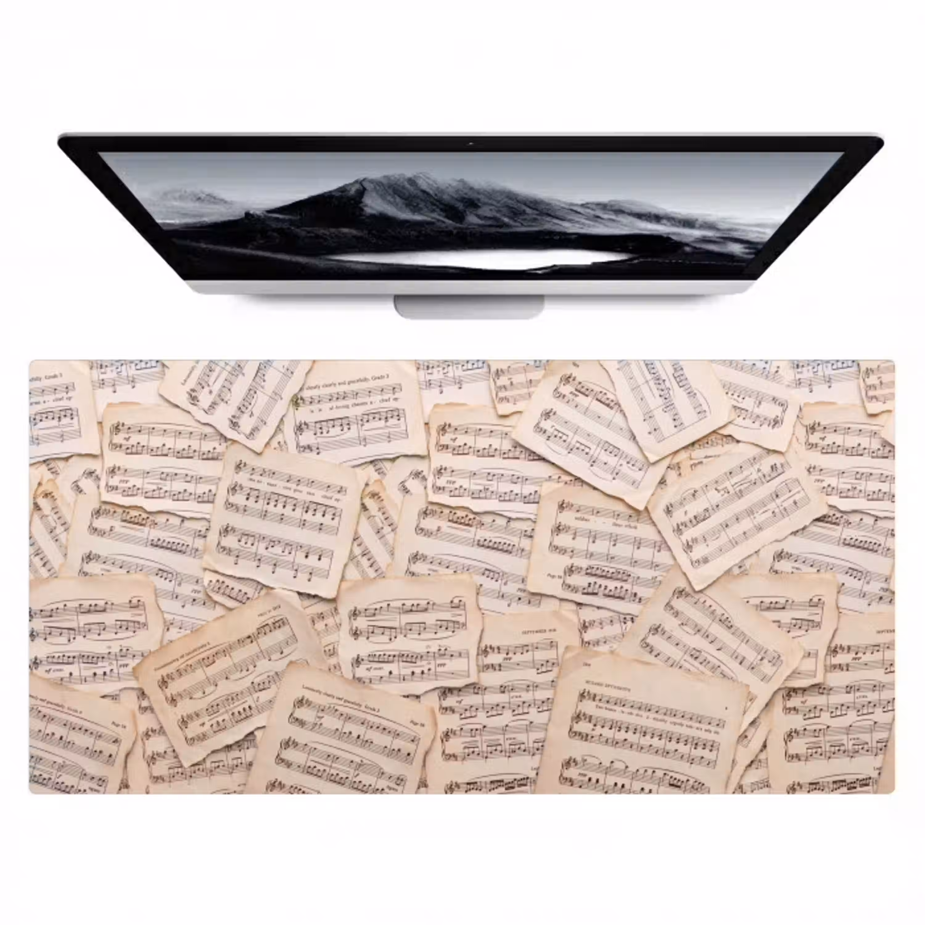 Bladmuziek - Oud - Noten - Vintage - Beige Muismat XXL klein -zzz3d