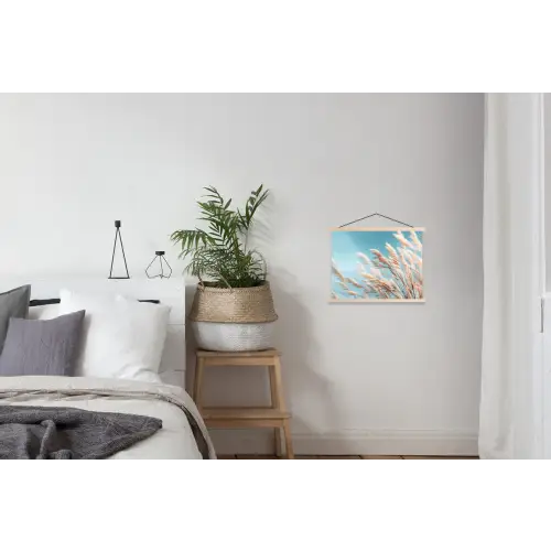 Siergras - Wind - Lichtbruin textielposter latten blank klein -woonkamer