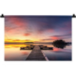 Steiger - Zonsondergang - Water - Zee - Reflectie Wandkleed katoen klein -zz3d