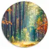 Bos - Zon - Natuur - Herfst Wandcirkel kunststof plaat 5mm dik klein -3d