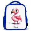 Roze flamingo in het water Kinderrugzak - Blauw middel -3d