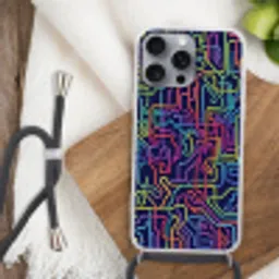 Retro - Abstract - Neon Hoesje iPhone 16 Pro Max met koord klein -sfeer4