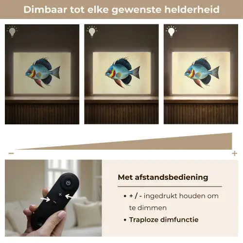 Blauw - Kieuwen - Vis - Illustratie Light Box met batterij (Wandlamp) middel -USP_dimbaarNL