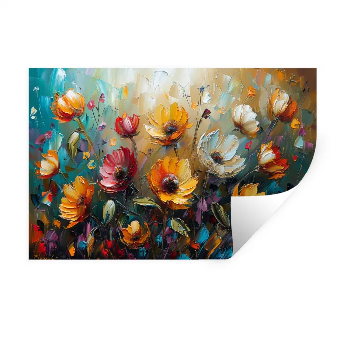 Watercolor - Bloemen - Kunst - Modern Muursticker klein -3d