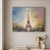 Eiffeltoren - Schilderij - Olieverf - Parijs Textielframe - compleet frame klein -sfeer2