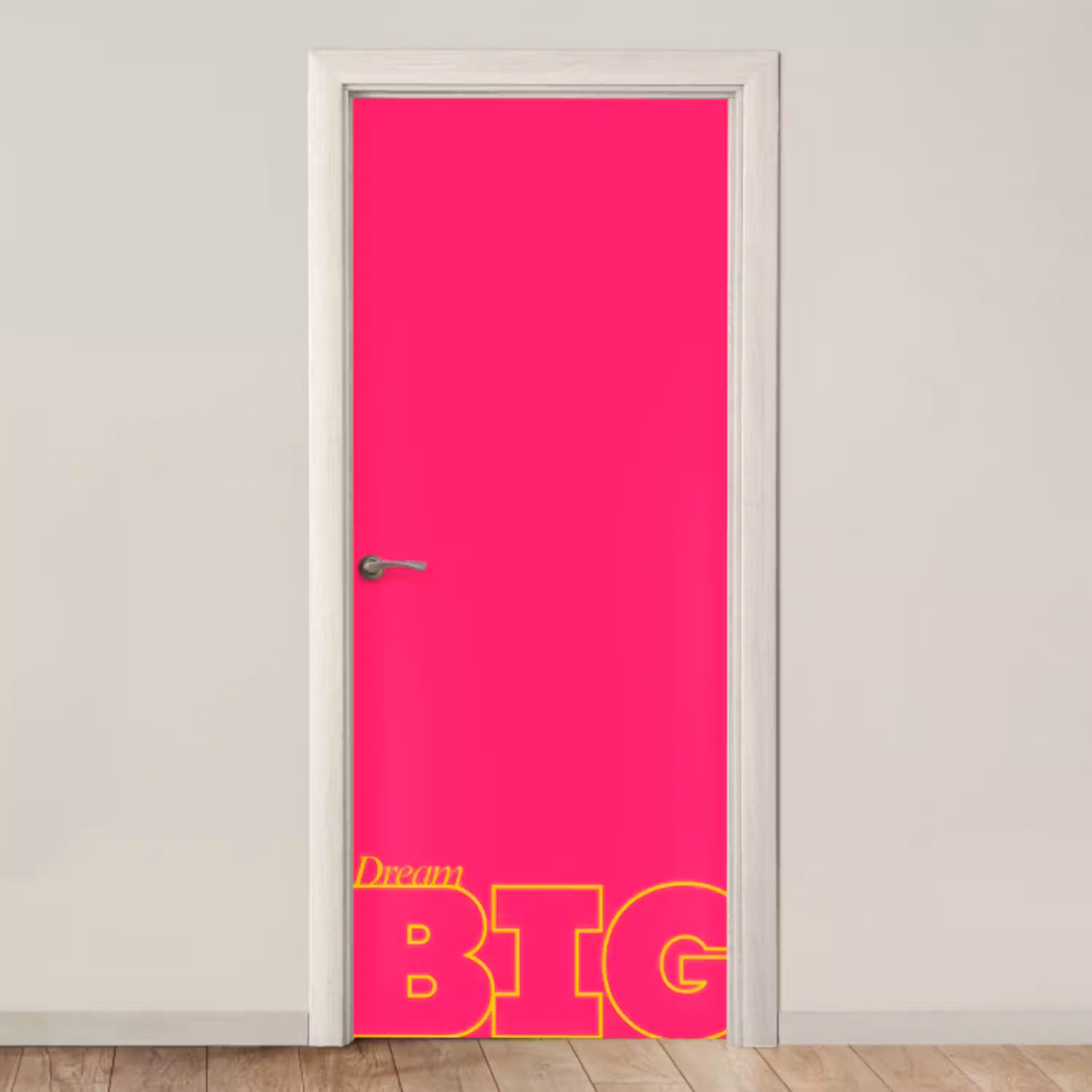 Minimalistisch - Roze - Dream big - Grafisch deurposter klein -3d_beige