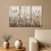 Bloemen - Beige - Modern - Roze Canvas - Meerluiken 3 luik klein -sfeer1