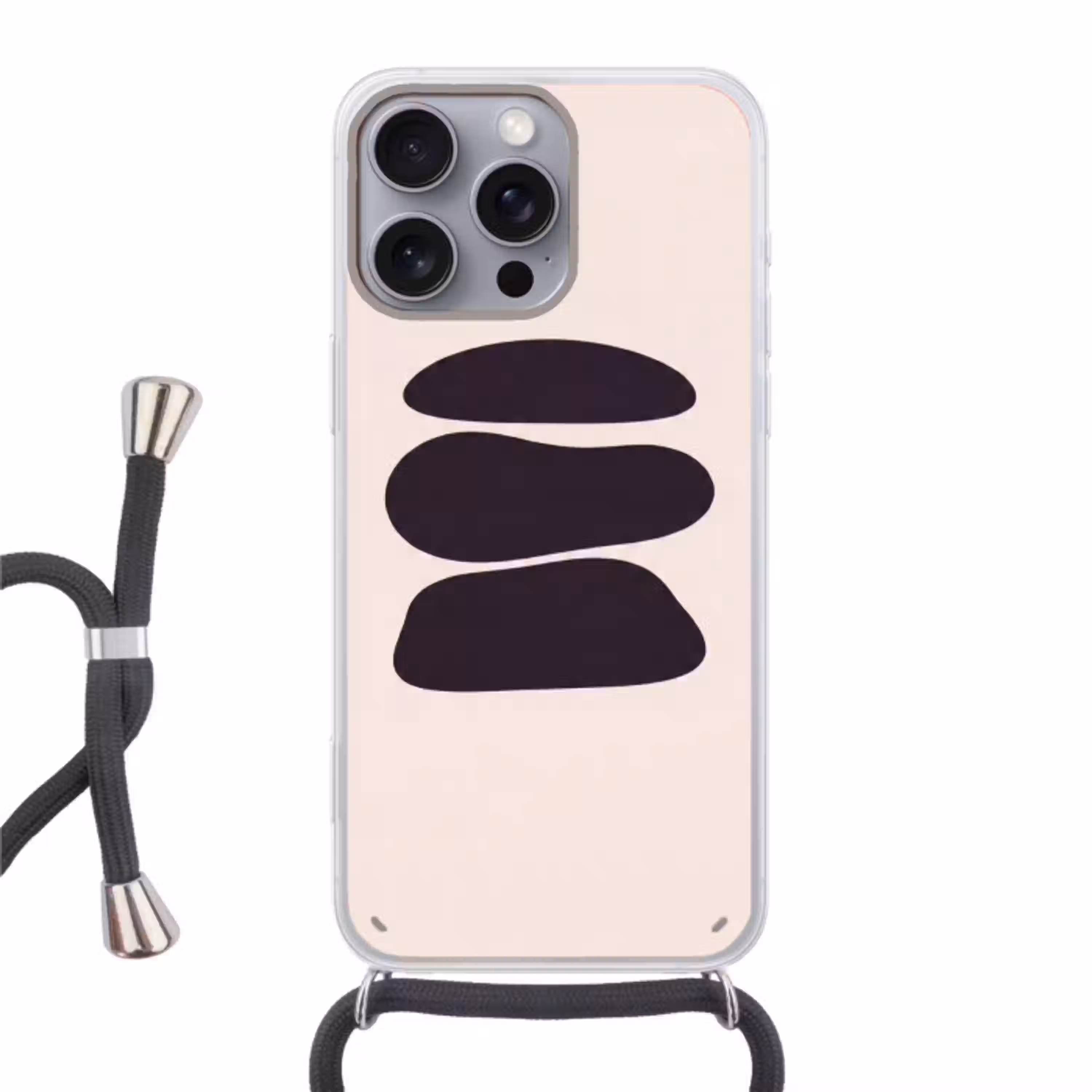 Vormen - Organisch - Zwart Hoesje iPhone 16 Pro Max met koord klein -3d