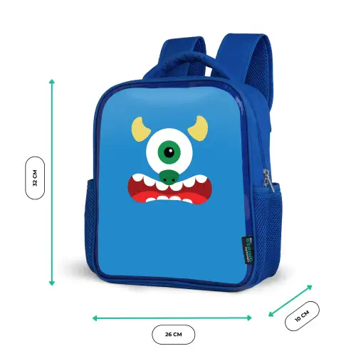 Dierenportret - Monster - blauw Kinderrugzak - Blauw middel -productfoto_formaten
