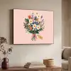 Margrieten - Boeket - Strikje - Roze Textielframe zwart klein -sfeer3