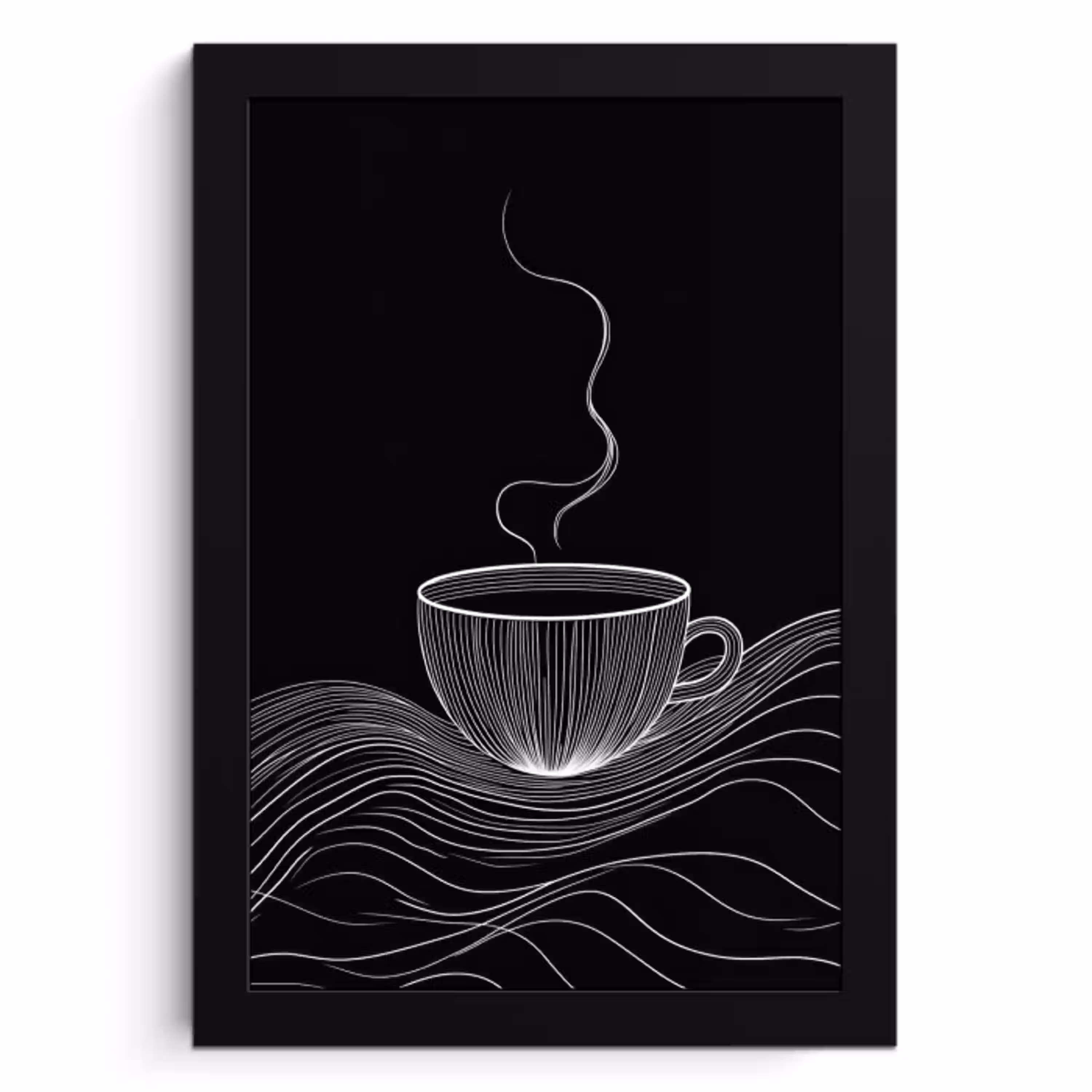 Lijntekening - Koffiekop - Zwart KitchenYeah - Keuken - Fotolijst klein -3d