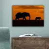 Olifanten - Savanne - Zonsondergang canvas 2cm klein -sfeer4