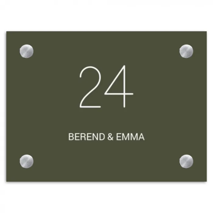 Donkergroen - Klassiek Naambord Rechthoek middel -3d
