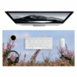 Roodborsttapuit - Heide - Paars - Natuur - Sfeervol Muismat XXL klein -3d