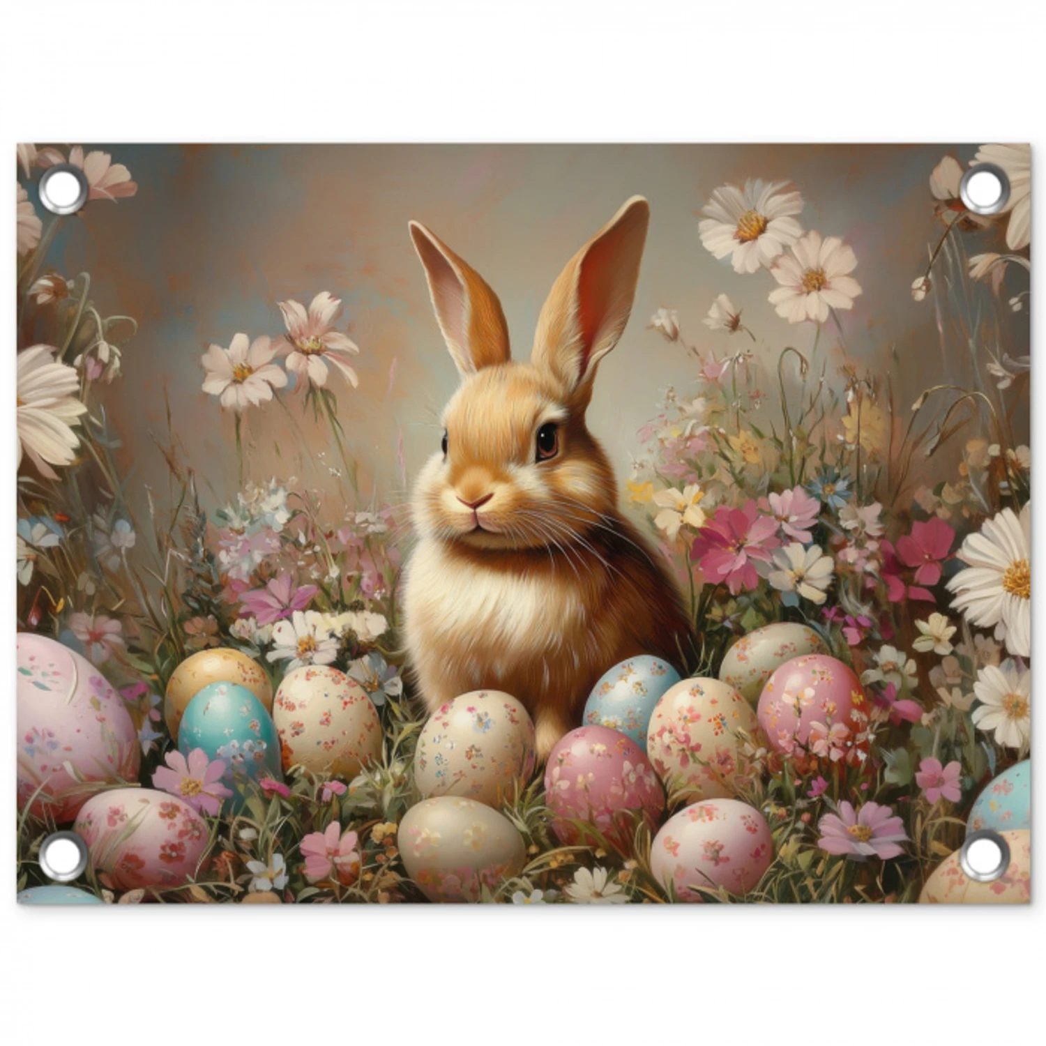 Paashaas - Lente - Paaseieren tuinposter los doek klein -3d