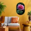 Blad - Chrysant - Roze - Schaduw Wandcirkel Ovaal Forex klein -sfeer4