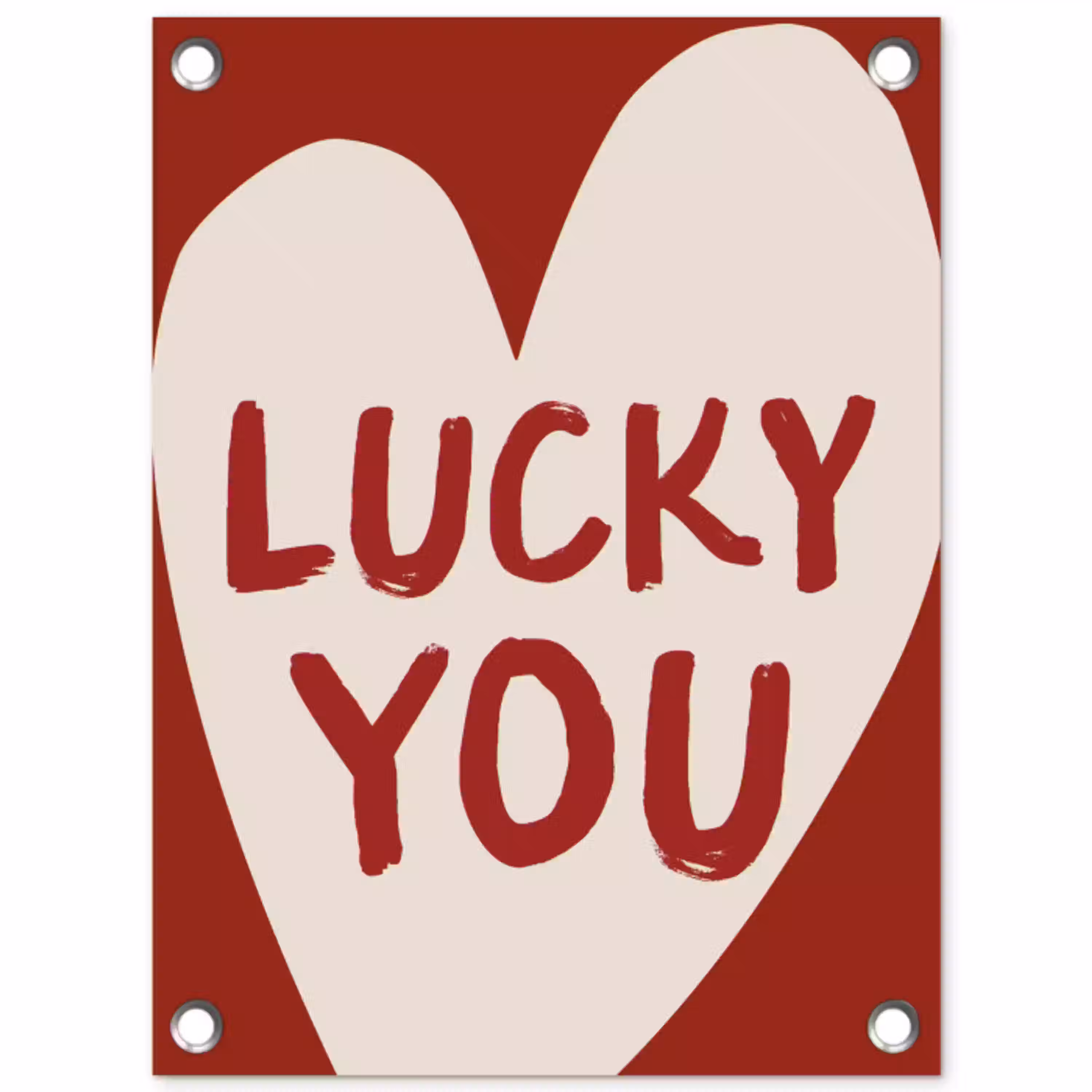 Lucky - Hart - Rood tuinposter los doek klein -3d