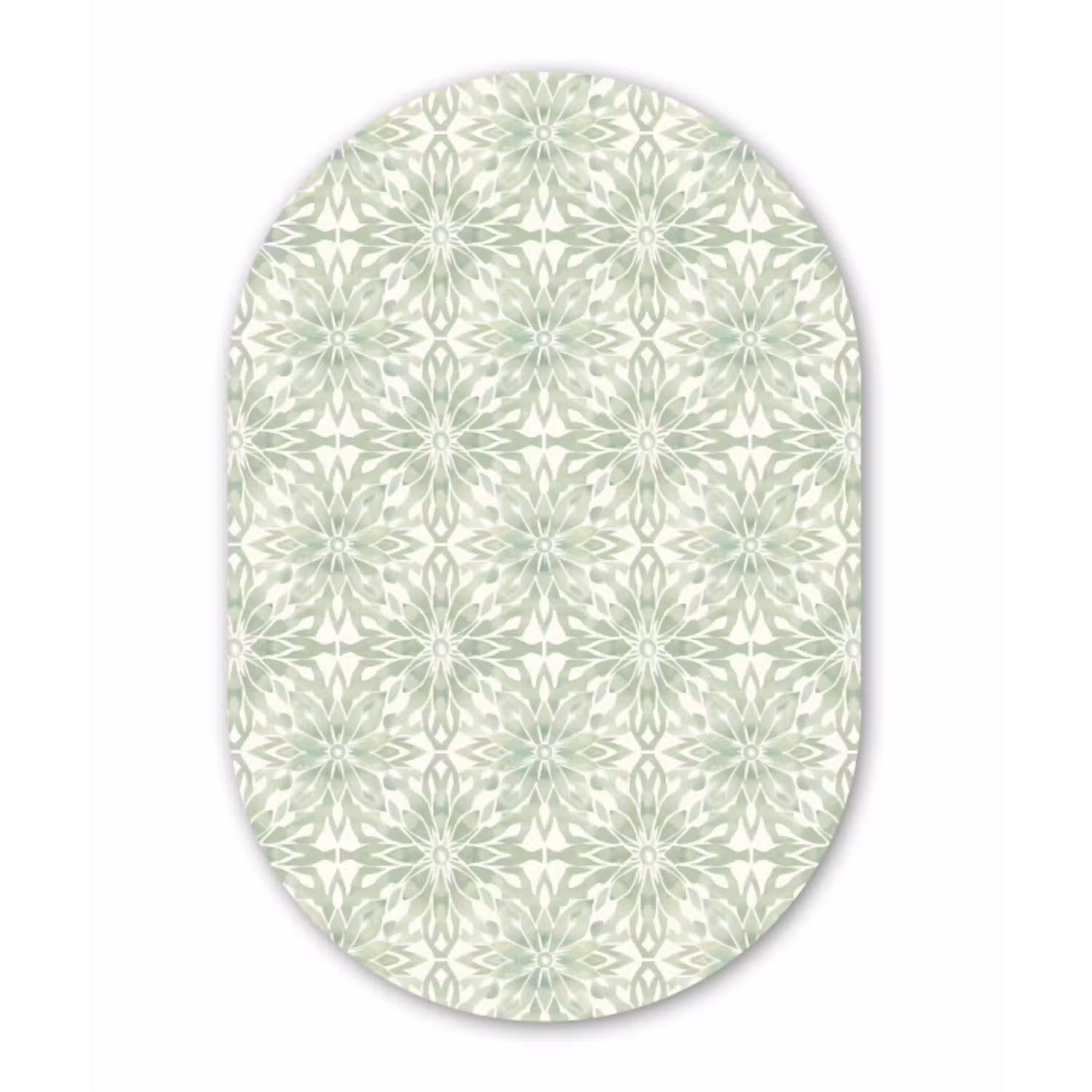 Saliegroen - Symmetrisch - Mandala - Ornament - Patroon Wandcirkel Ovaal Aluminium middel 839 -3d