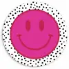 Smiley - Roze - Stippen Wandcirkel kunststof plaat 5mm dik klein -3d