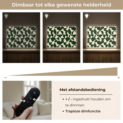 Groen - Organische vlakken - Crème Light Box met batterij (Wandlamp) middel 907 -USP_dimbaarNL