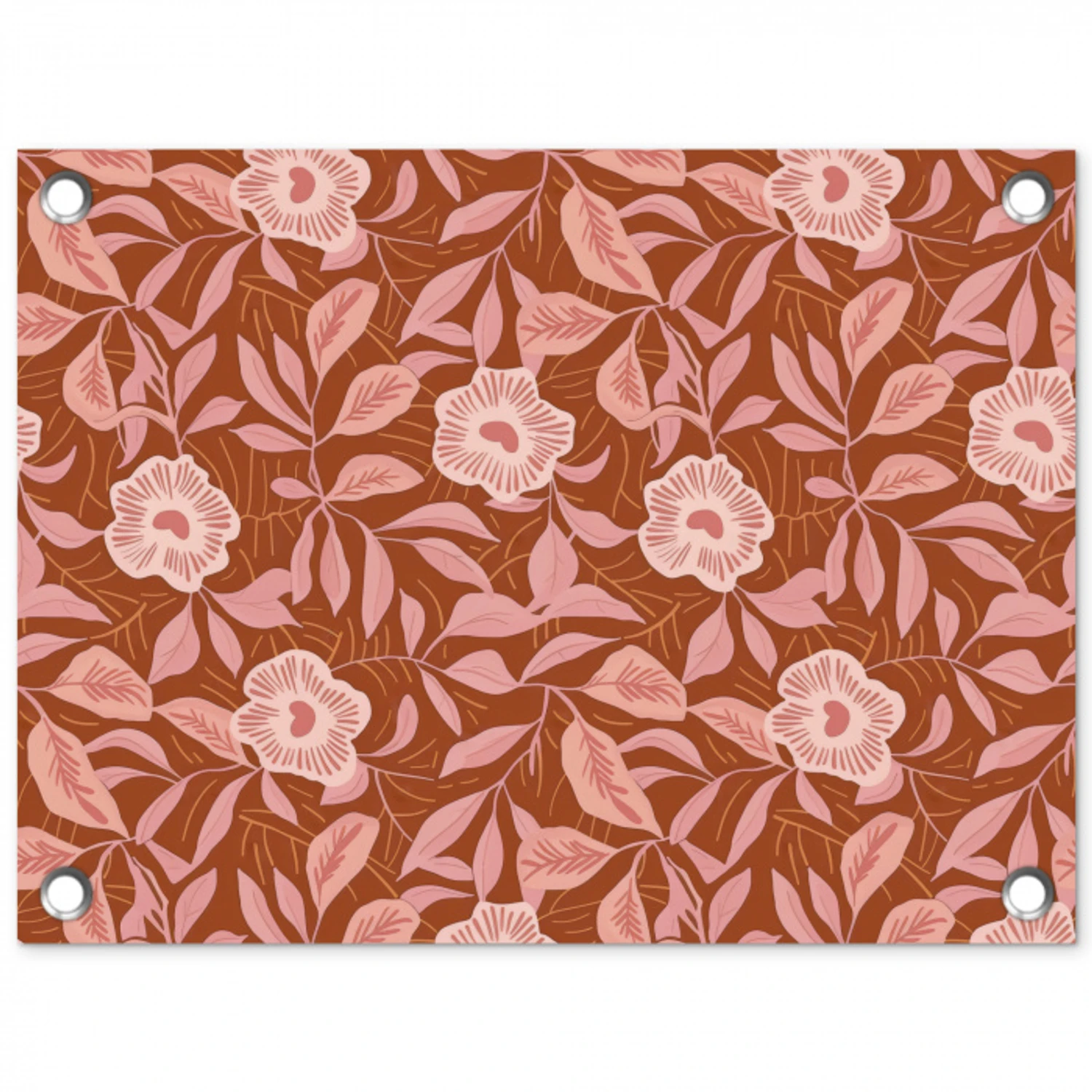 Patroon - Bladeren - Terracotta tuinposter los doek klein 239 -3d