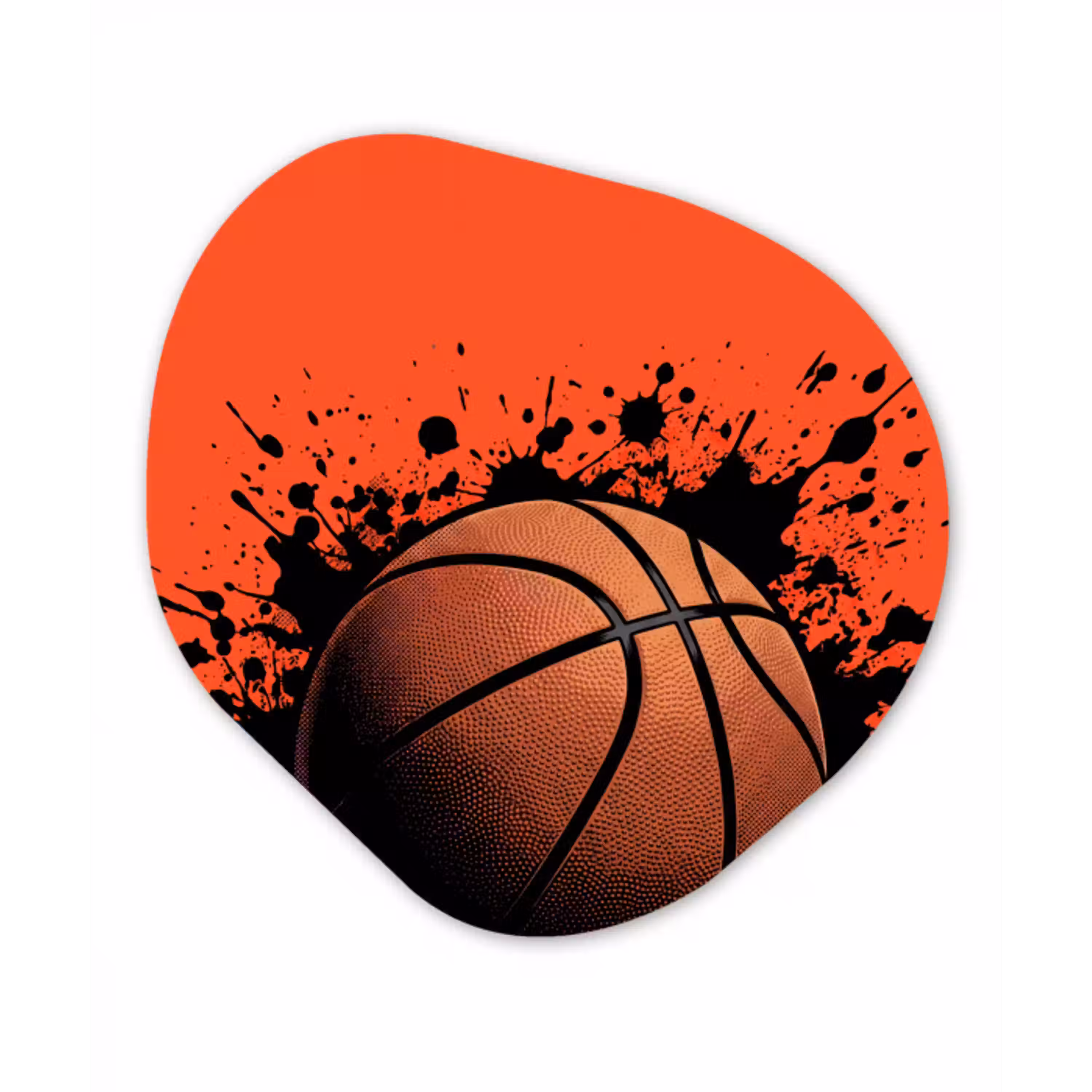 Basketbal - Verf - Sport - Oranje Wandcirkel Organisch Forex 3mm klein -3d