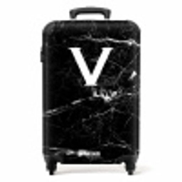 Marmer print - Zwart - Letter V NBS - Handbagage koffer - Unisex middel -productfoto_recht
