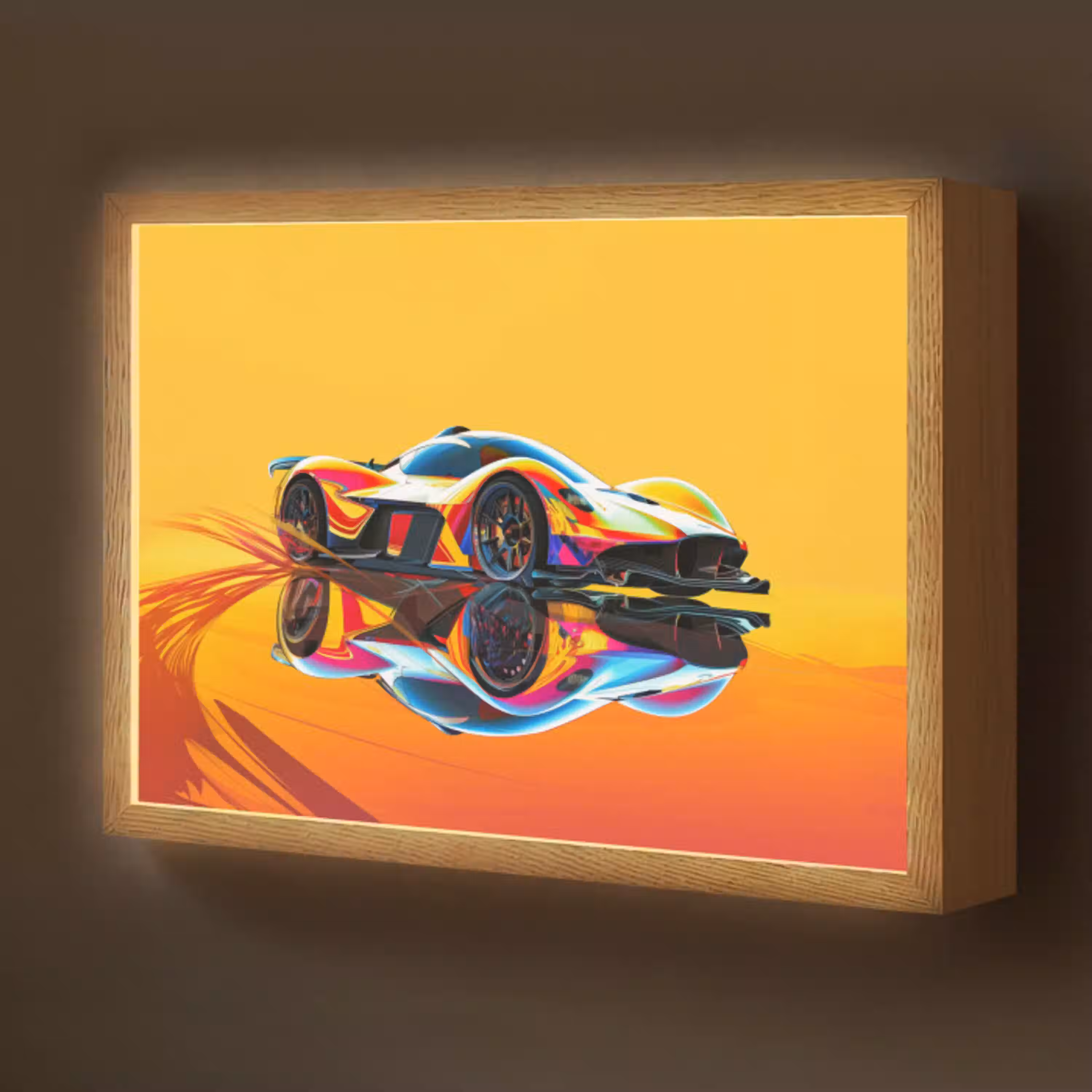 Auto - Race  - F1 - Jongens - Geel - Rood Light Box met batterij (Wandlamp kind) middel -z3d_website