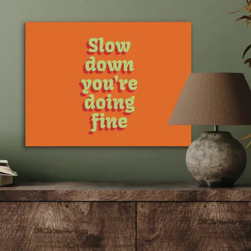 Oranje - Slow down you're doing fine - Retro PET vilt klein -sfeer2