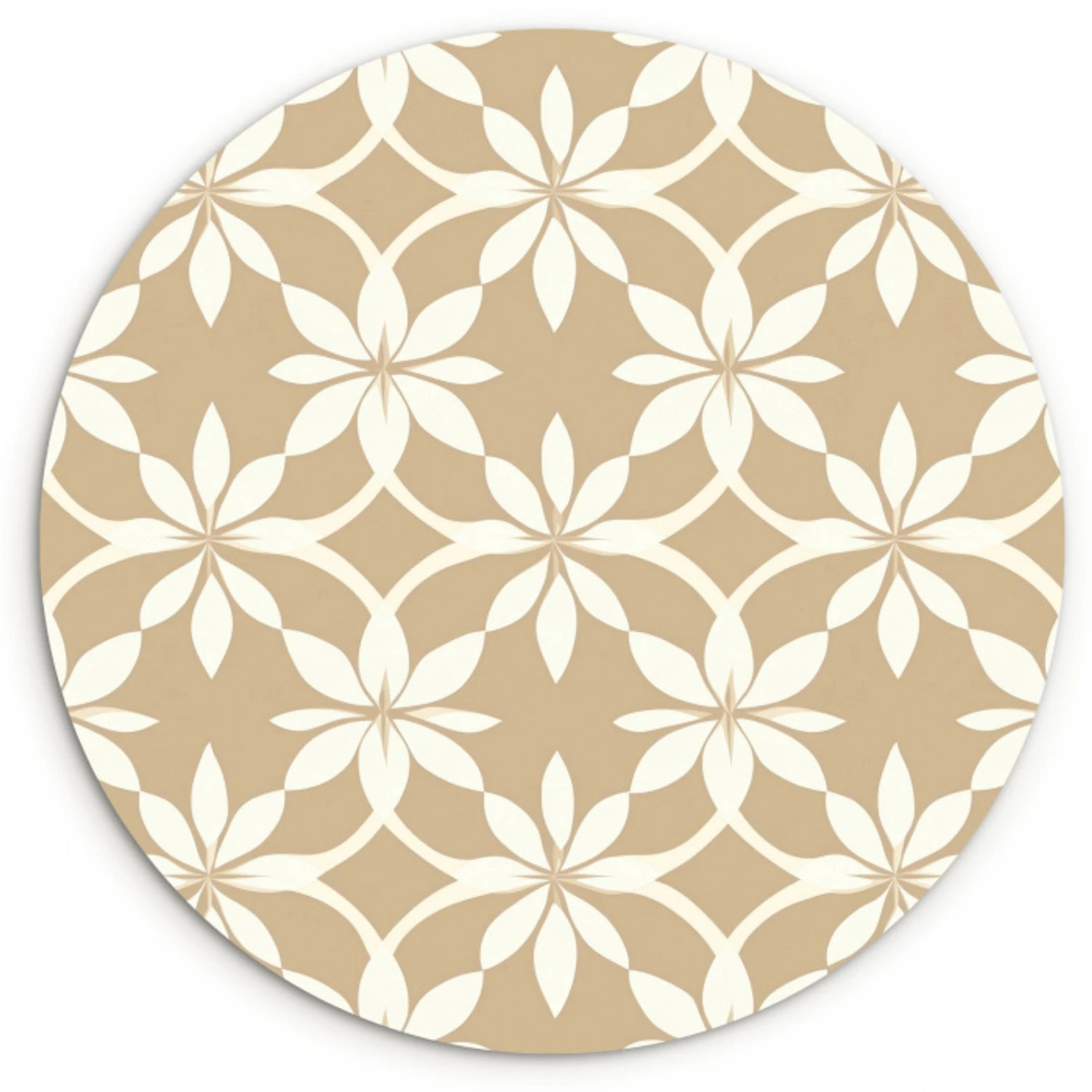 Bloemen - Patroon - Beige Wandcirkel kunststof plaat 5mm dik klein 188 -3d