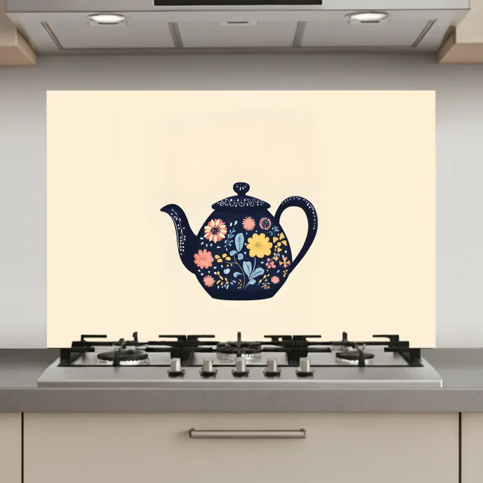 Theepot - Kleurrijk - Bloemen keuken achterwand spatscherm klein -3d_website