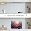 Bloemen - Botanisch - Kunst - Roze - Natuur keuken achterwand spatscherm klein -voor_na_NL