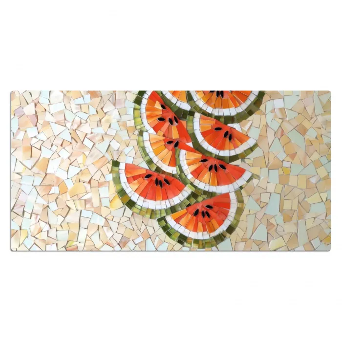 Mozaïek - Watermeloen - Rood - Pitten Muismat XXL klein -3d_leeg