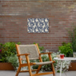 Hazen - Bladeren - Patroon - Blauw - Beige Tuinposter op houten frame 2 cm dik klein 845 -sfeer3