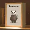 Panda - Blauwe bloemen - Zachtheid Light Box met kabel (Kinderlampje) klein -zzz_3d_website