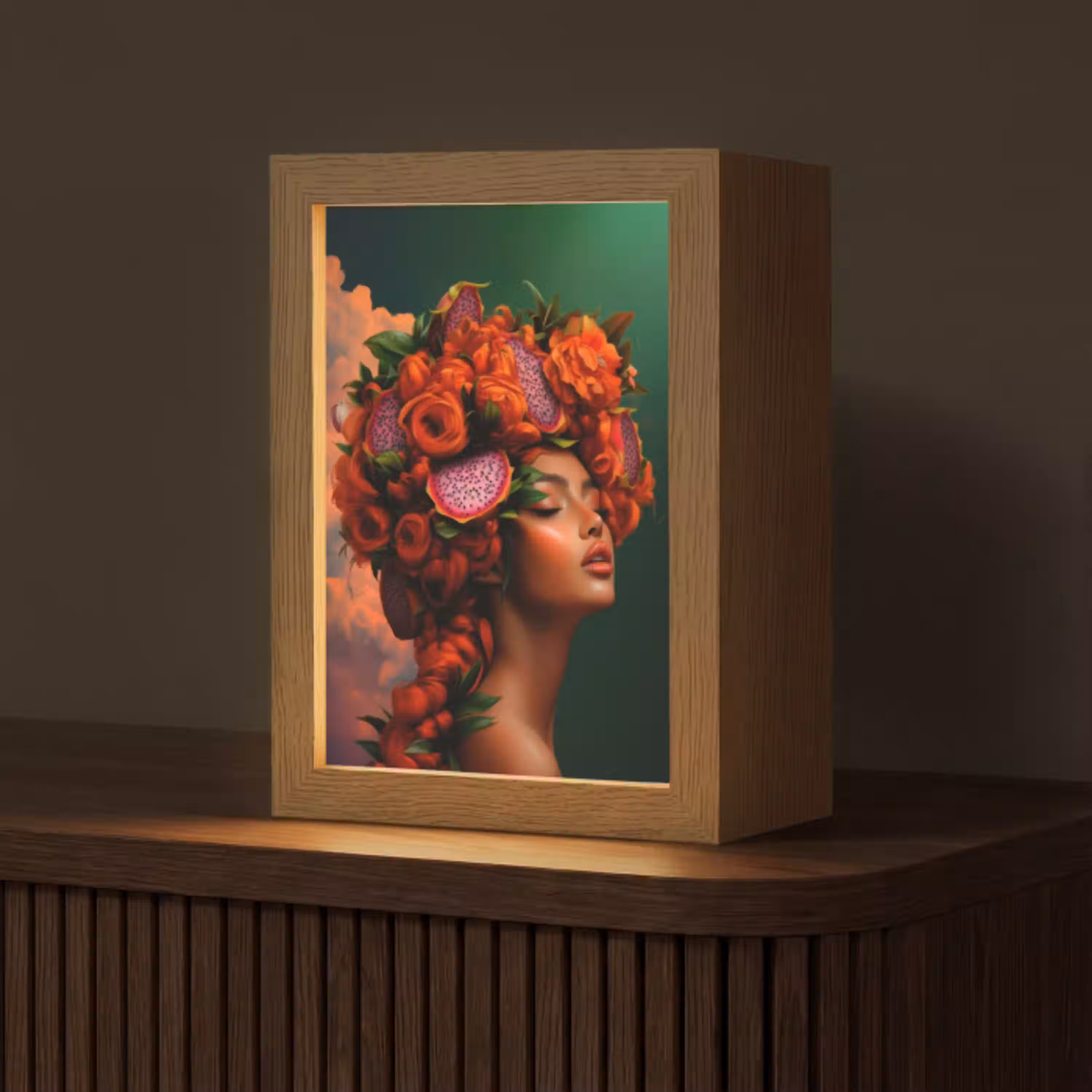 Vrouw - Drankenfruit - Rozen Light Box met kabel (Tafellamp) klein -z3d_website