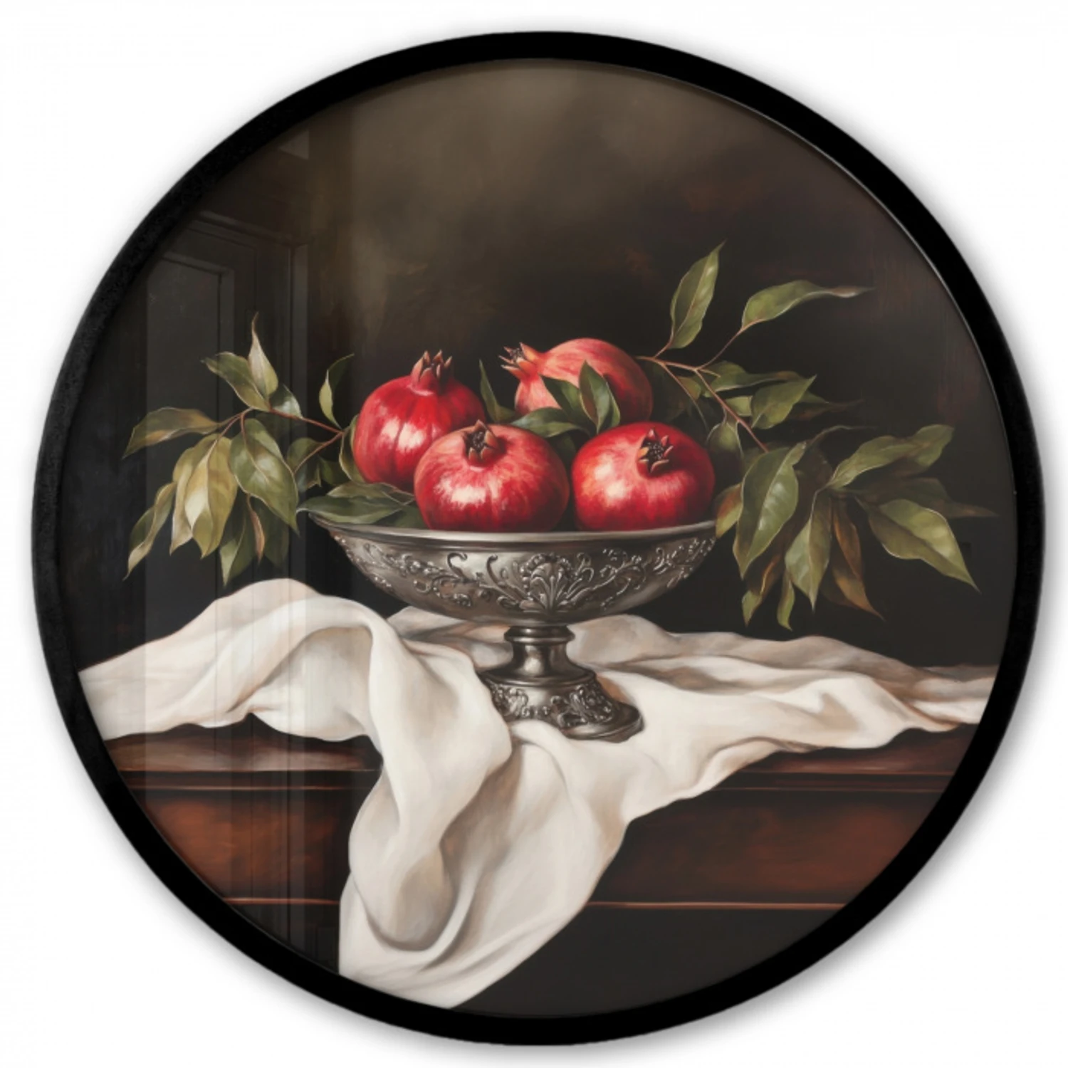 Granaatappels - Klassiek - Vintage Fotolijst rond zonder passe partout klein -3d