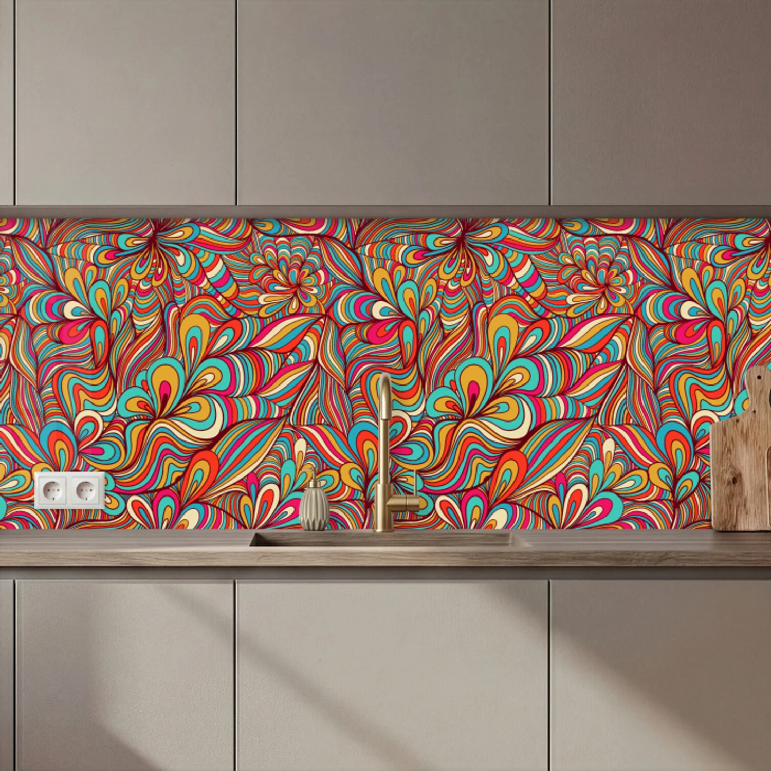 Design - Jaren 70 - Fantasy - Kleur keuken achterwand 2 middel 871 zz_3dshopping