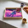 Astronaut - Neon - Roze - Wolken Dienblad Rechthoek middel -sfeer2