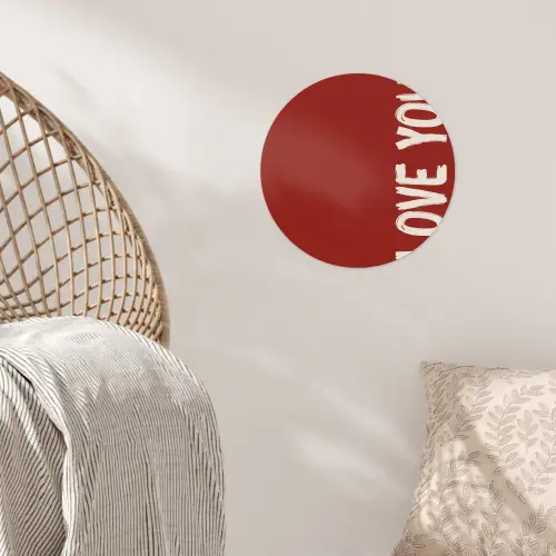 Schuin - Loveyou - Rood Wandcirkel behangsticker klein -sfeer4