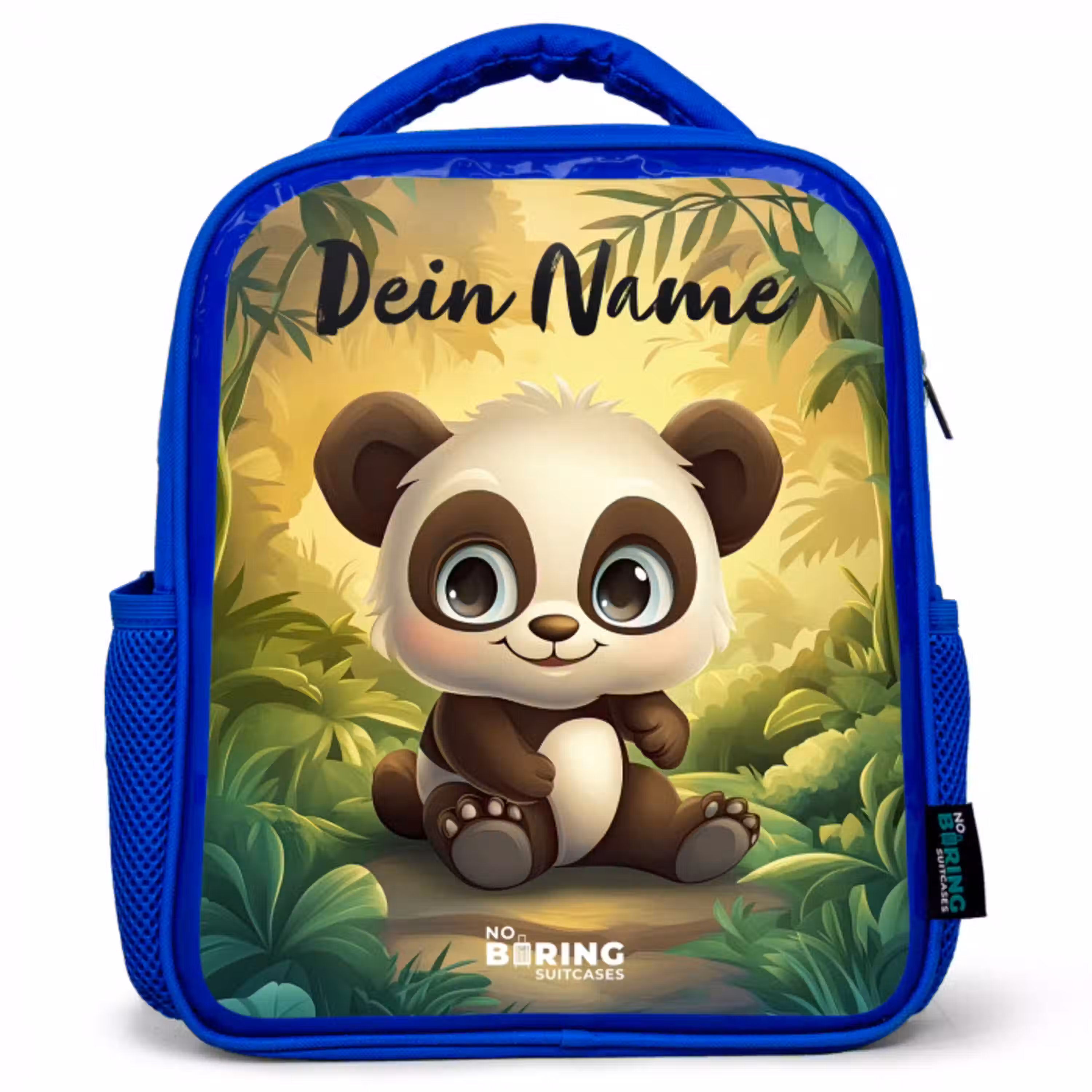 Panda - Bamboebos - Groen Kinderrugzak - Blauw middel -3d