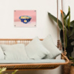 Noodles - Kom - Blauw - Illustratie tuinposter los doek klein -sfeer7