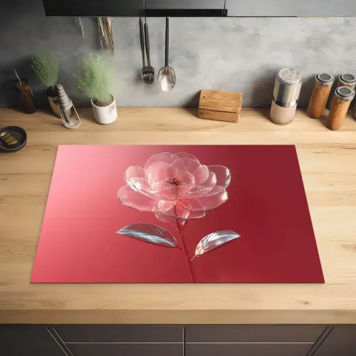 Sierlijk - Bloem - Roze - Glazen Inductie beschermer vinyl 3mm klein -sfeer5