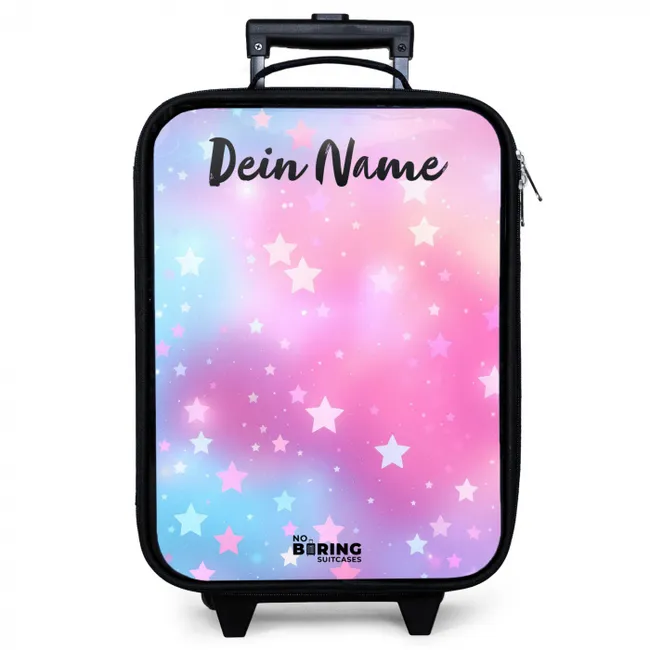 Kinderkoffer mit Name - Sterne - Rosa - Blau