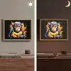 Aap - Graffiti - Kleurrijk - Bananen - Modern Light Box met batterij (Wandlamp) middel -sfeer3