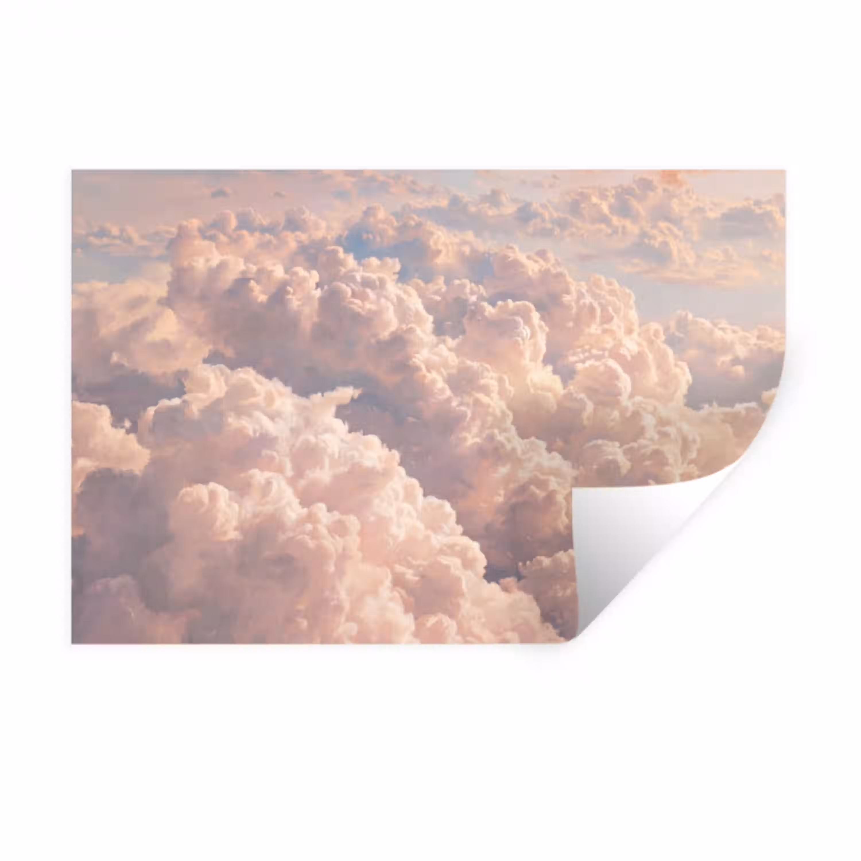 Wolken - Zonsondergang - Natuur - Pastel - Roze Muursticker klein -3d