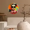 Meisje - Zonnebril - Kat - Retro Wandcirkel behangsticker klein -sfeer1