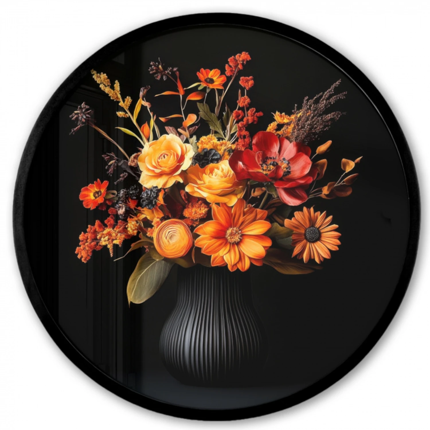 Herfst - Boeket - Oranje Fotolijst rond zonder passe partout klein -3d