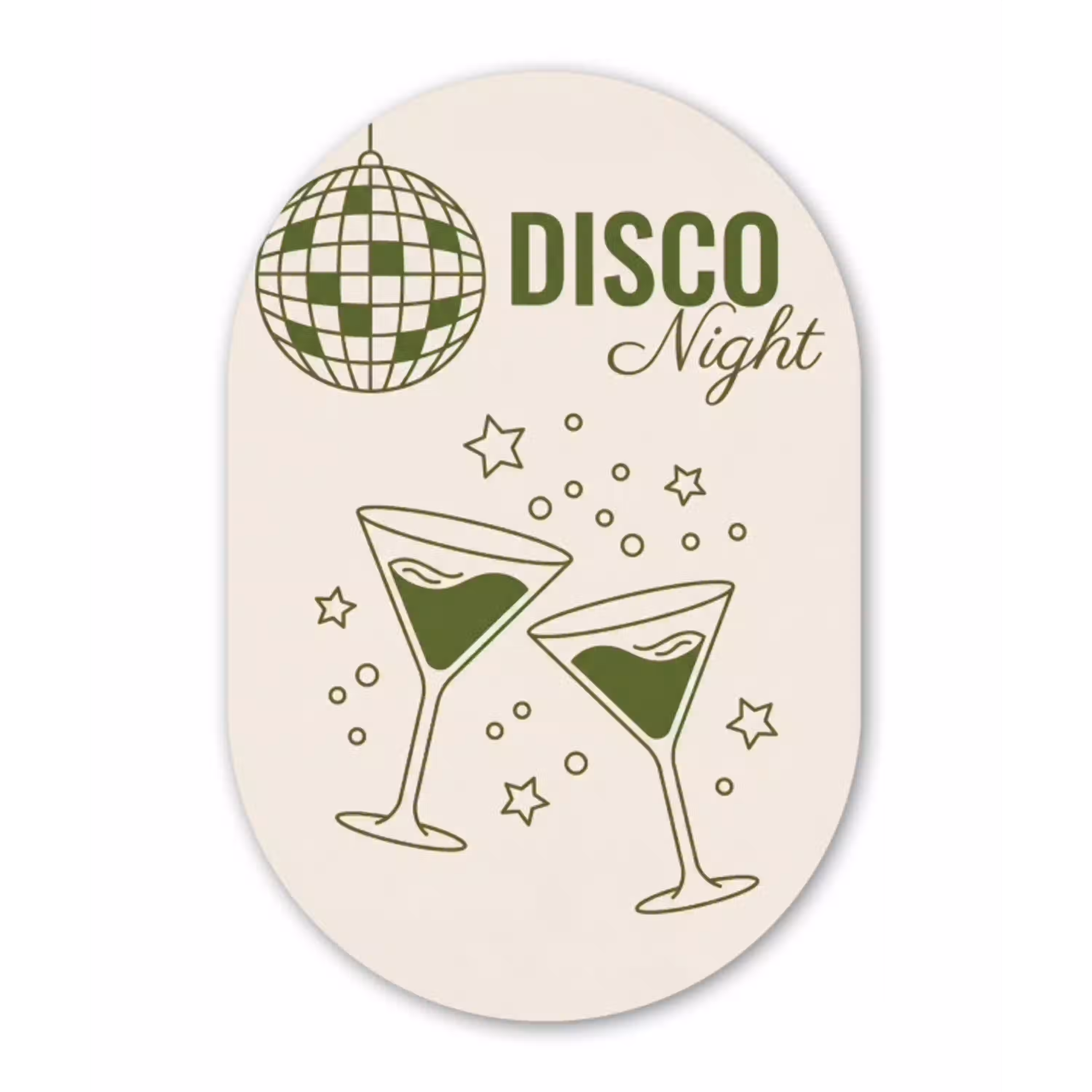 Feest - Disco - Drank - Illustratie - Groen Wandcirkel Ovaal Aluminium middel -3d