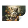 Uil - Vogels - Bloemen - Natuur Muursticker klein -3d